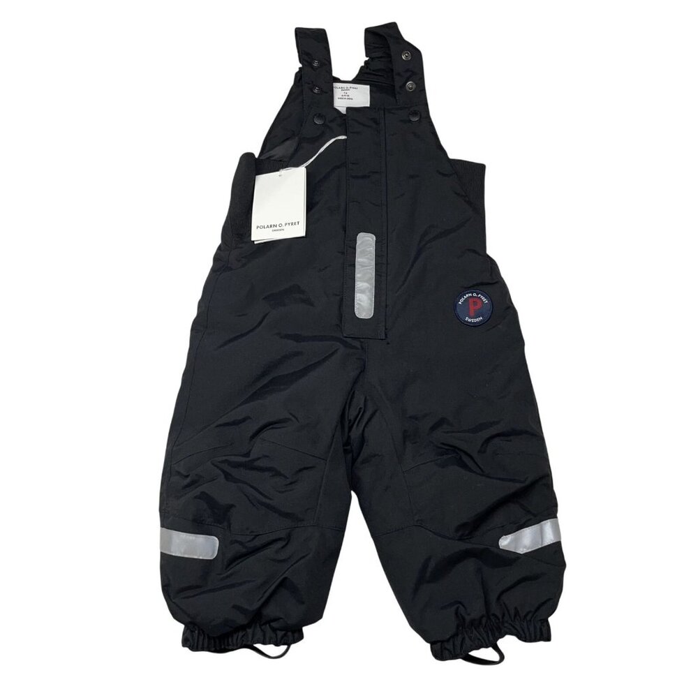 NEW Polarn Waterproof Bib Suspender Snow Pants 6-9 Months Black + Reflective